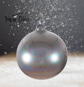 4.7" Silver Pearl Glass Ball Ornament