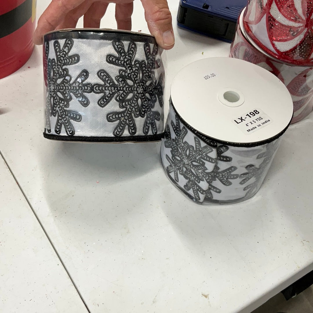 Black and White Snowflake Ribbon – Travis Collis Designs