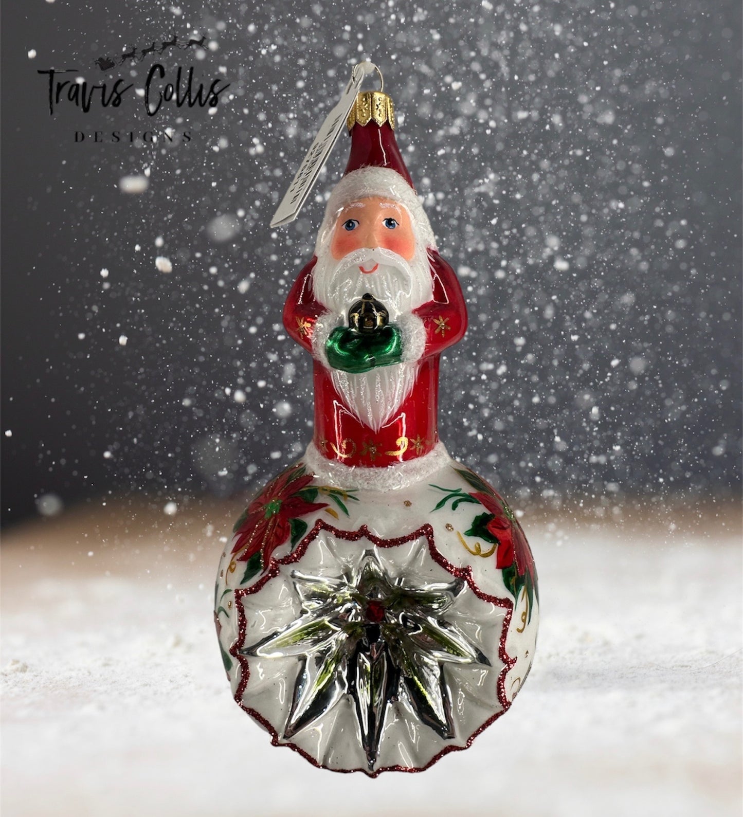 Santa on Ball - Poinsettia - Made in Poland