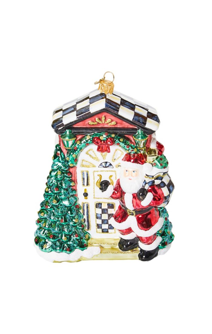 Mackenzie-Childs Front Door Santa Glass Ornament