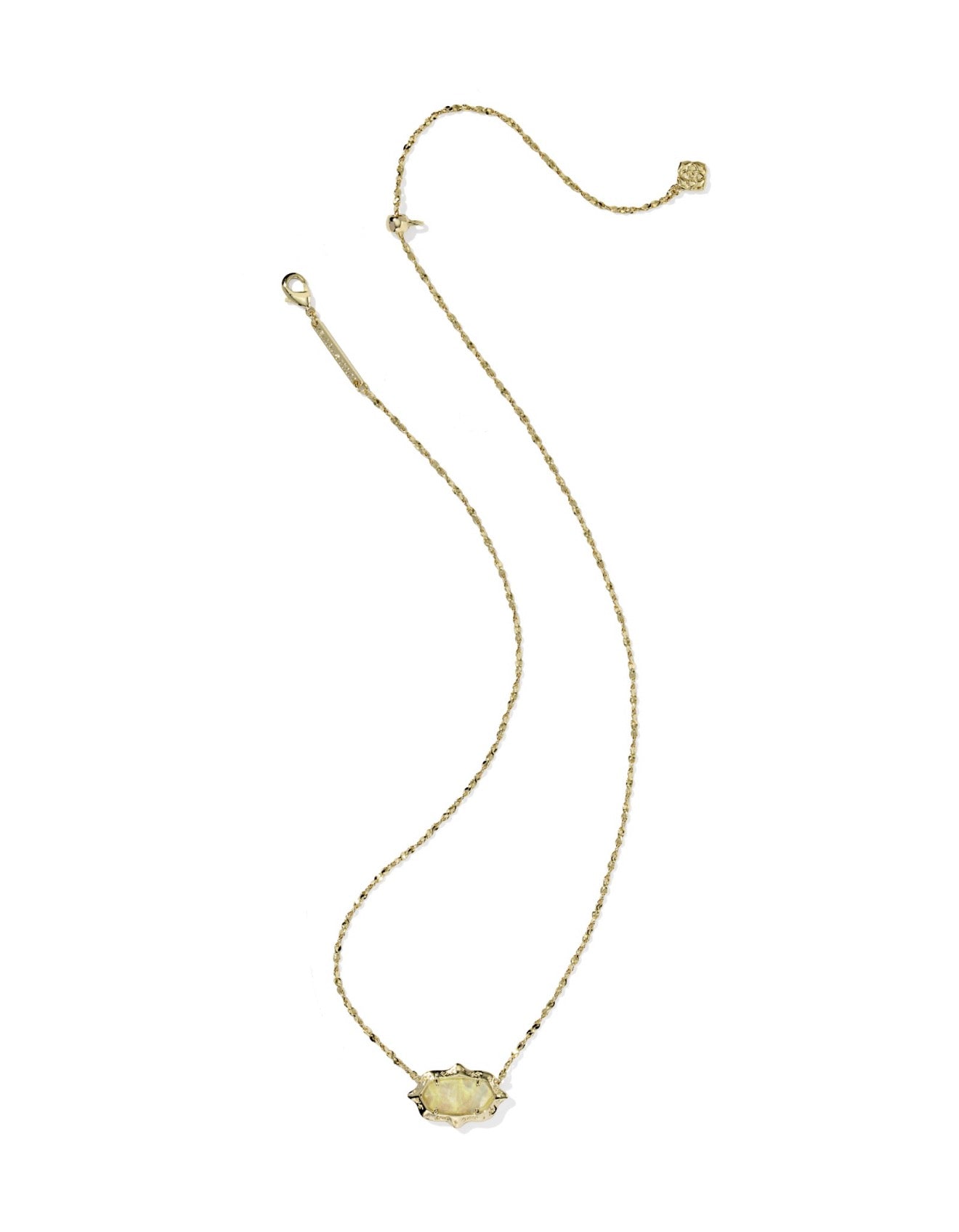 ELISA SCALLOP FRAME SHORT PENDANT NECKLACE GOLD YELLOW IRIDESCENT ABALONE