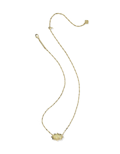 ELISA SCALLOP FRAME SHORT PENDANT NECKLACE GOLD YELLOW IRIDESCENT ABALONE