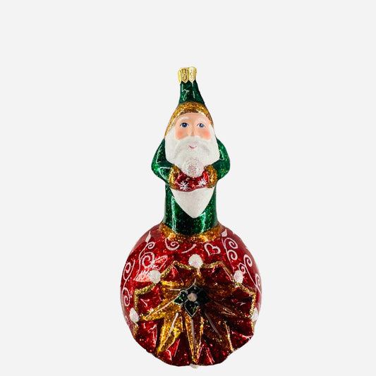 Santa on Ball - Glittered - Made in Poland