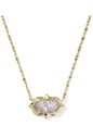 ELISA SCALLOP FRAME SHORT PENDANT NECKLACE GOLD LIGHT PINK IRIDESCENT ABALONE