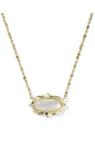 ELISA SCALLOP FRAME SHORT PENDANT NECKLACE GOLD NATURAL MOTHER OF PEARL