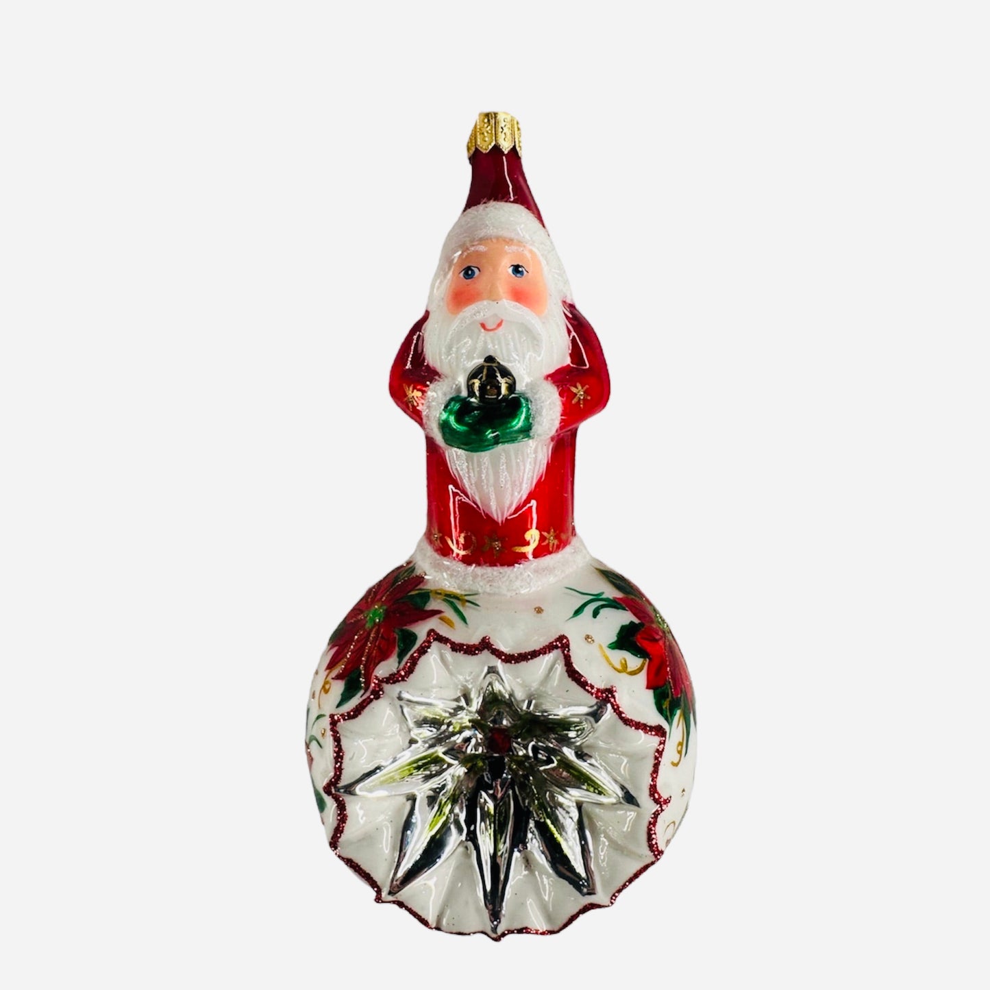 Santa on Ball - Poinsettia - Made in Poland