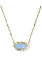 ELISA SCALLOP FRAME SHORT PENDANT NECKLACE GOLD SKY BLUE IRIDESCENT ABALONE