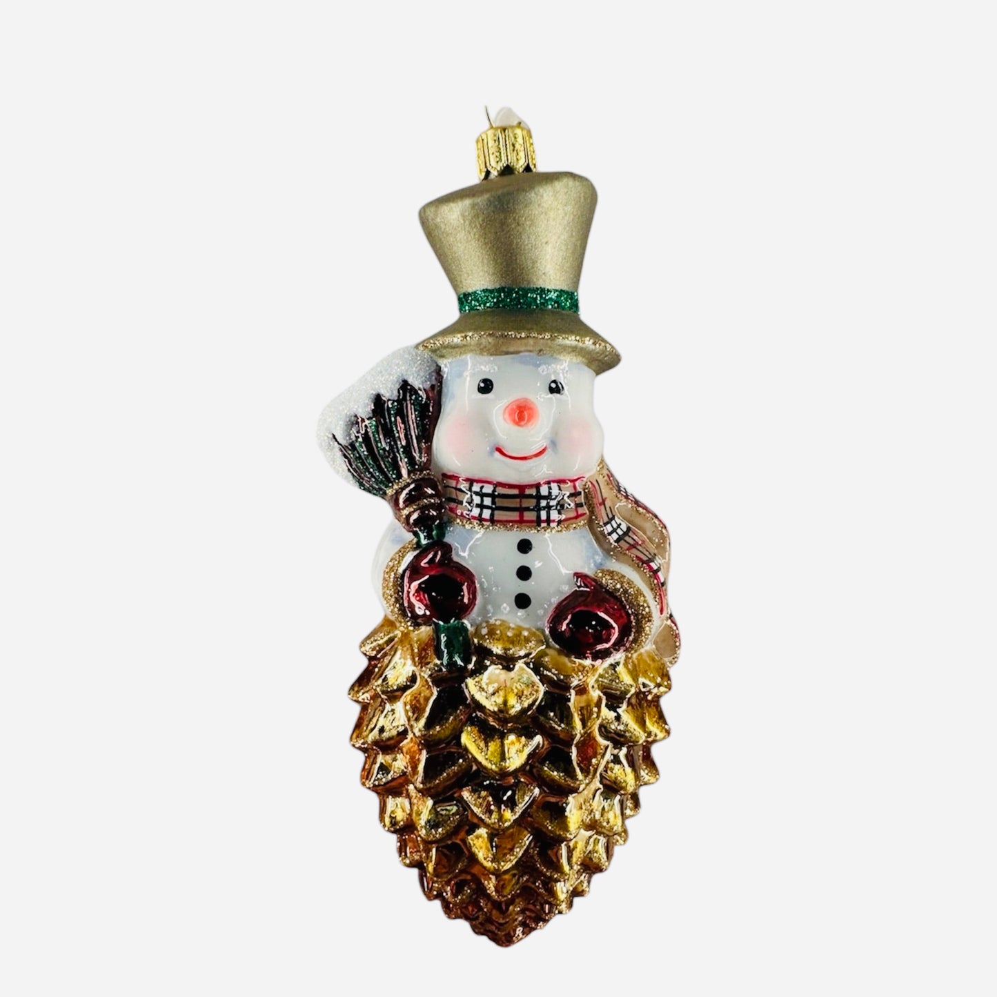 Snowman Atop Pinecone - Made in Poland