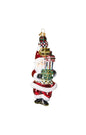 Mackenzie-Childs Cozy Christmas  Gifting Santa Glass Ornament