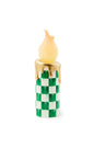 Mackenzie-Childs Cozy Christmas Illuminated Green Check Candle