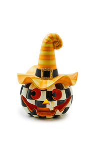 Mackenzie-Childs Illuminated Happy Jack Pumpkin with Yellow Hat