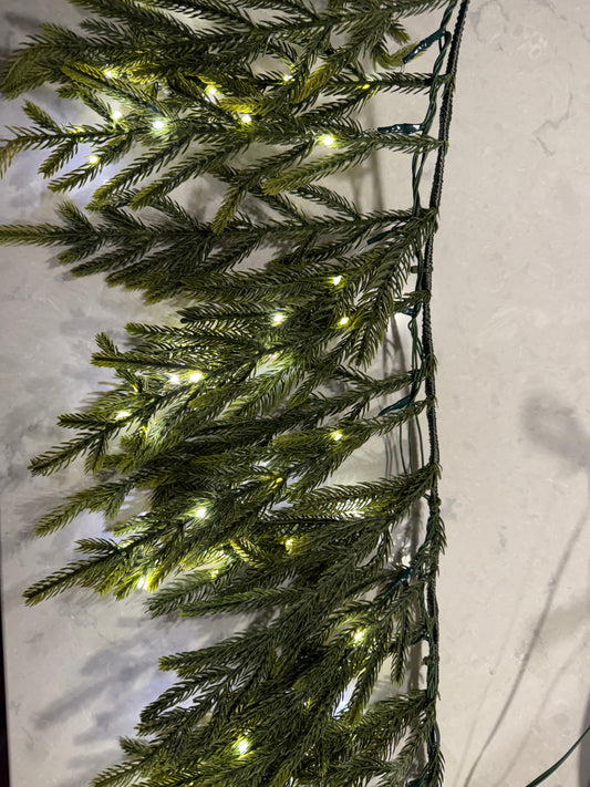 Norfolk garland with fairy lights