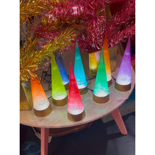 Swirling Glitter Cone Tree - 10" - Set of 8