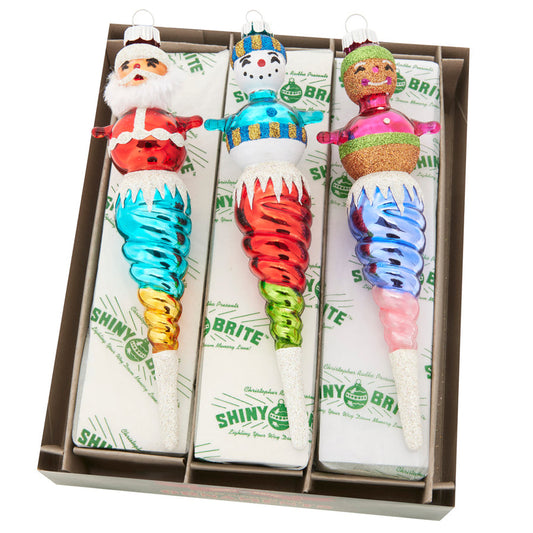 Shiny Brite Christmas Confetti Santa Icicles - 7" - 3 Count