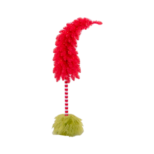 Red Whimsical Tree with Green Fur and LED Lights - 36"