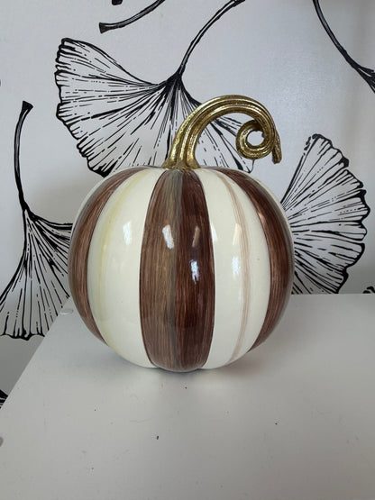 Mackenzie-Childs Chocolate Stripe mini pumpkin