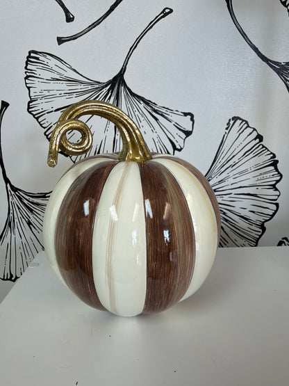 Mackenzie-Childs Chocolate Stripe mini pumpkin