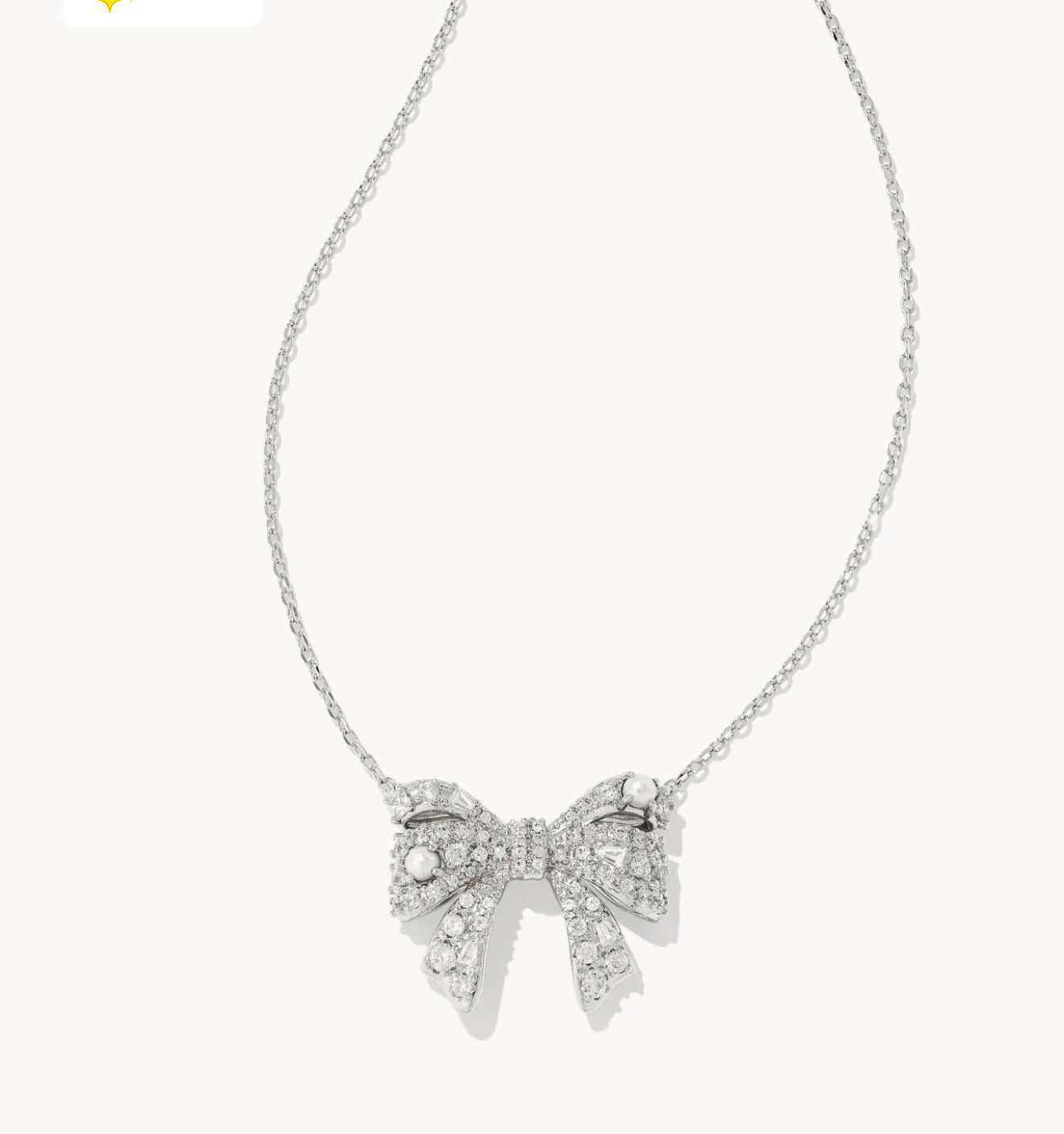 KRISTA BOW SHORT PENDANT NECKLACE SILVER WHITE MIX