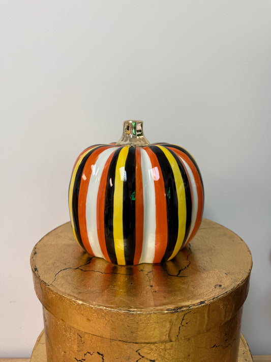 Stripe Ceramic Pumpkin Small