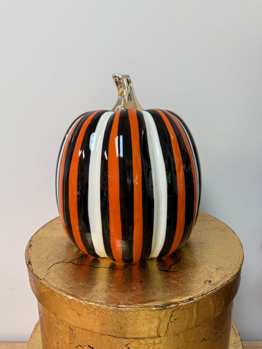 Stripe Ceramic Pumpkin Medium