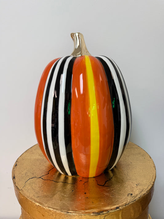Stripe Ceramic Pumpkin Large