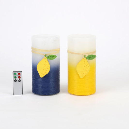 Yellow/Blue Ombre Water Wick Candle w/Remote