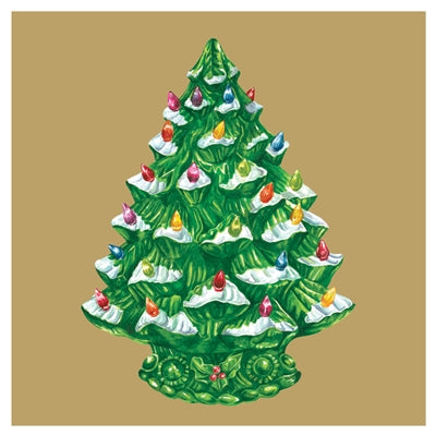 VINTAGE CHRISTMAS TREE COCKTAIL NAPKIN - PACK OF 20