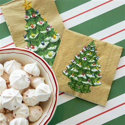 VINTAGE CHRISTMAS TREE COCKTAIL NAPKIN - PACK OF 20