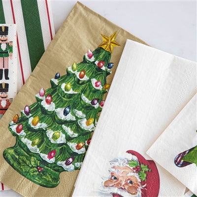 VINTAGE CHRISTMAS TREE GUEST NAPKIN - PACK OF 16