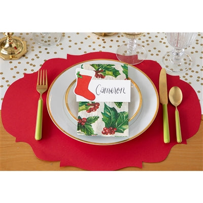 DIE-CUT RED FRENCH FRAME PLACEMAT - 12 SHEETS