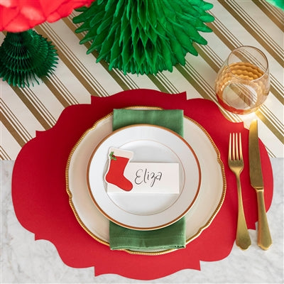 DIE-CUT RED FRENCH FRAME PLACEMAT - 12 SHEETS