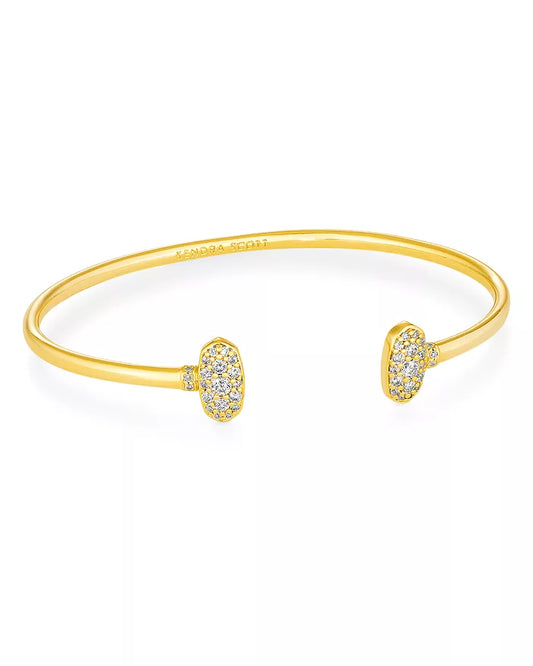 GRAYSON CRYSTAL CUFF BRACELET GOLD METAL WHITE CZ