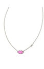 LIPS PENDANT NECKLACE SILVER HOT PINK MOTHER OF PEARL