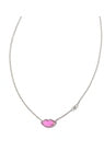 LIPS PENDANT NECKLACE SILVER HOT PINK MOTHER OF PEARL