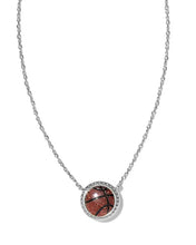 Load image into Gallery viewer, BASKETBALL SHORT PENDANT NECKLACE Silver ORANGE GOLDSTONE