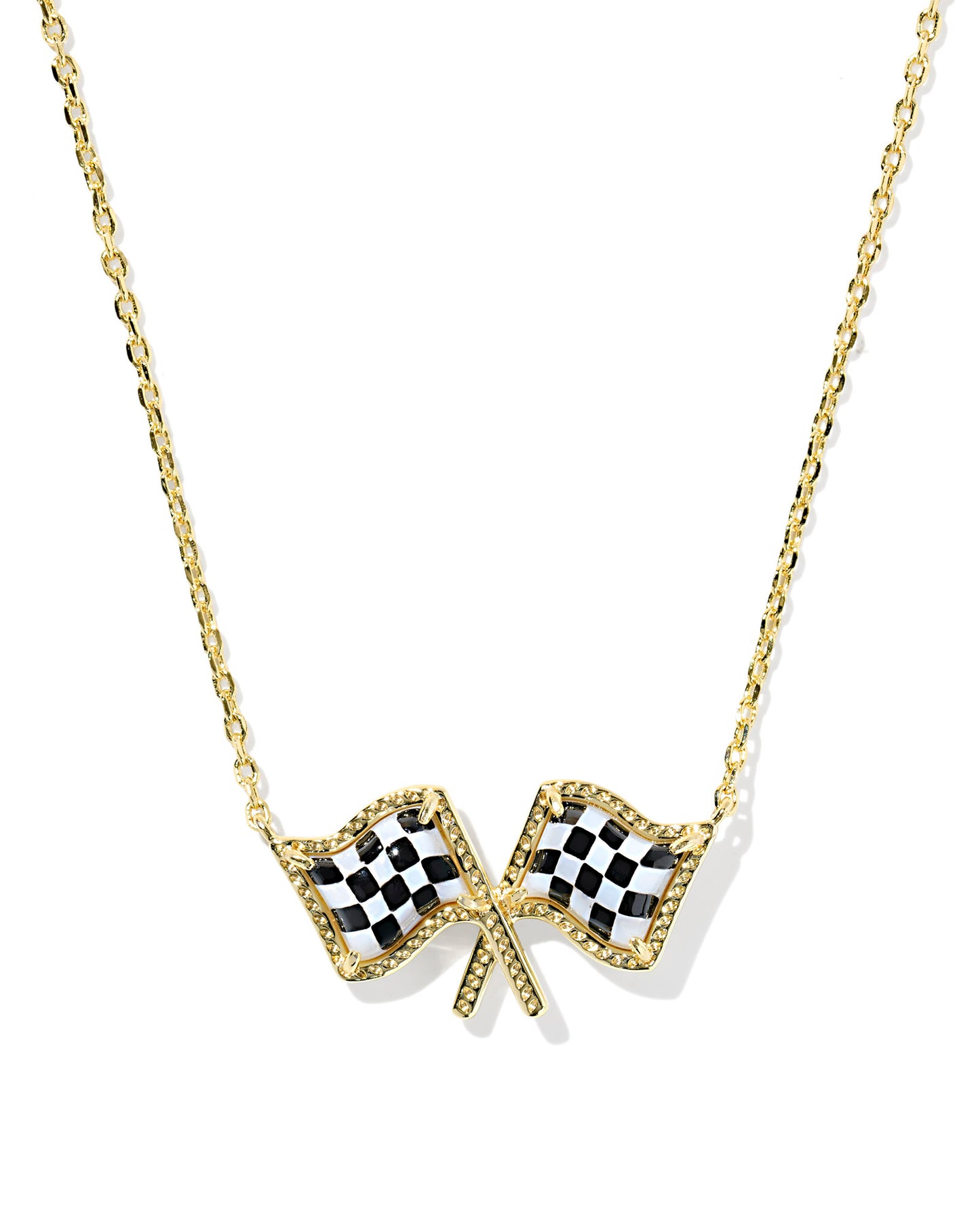 Kendra Scott Checkered Flag Necklace Gold