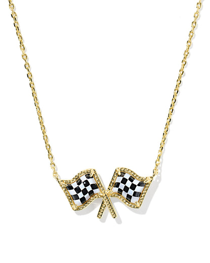 Kendra Scott Checkered Flag Necklace Gold