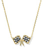 Kendra Scott Checkered Flag Necklace Gold