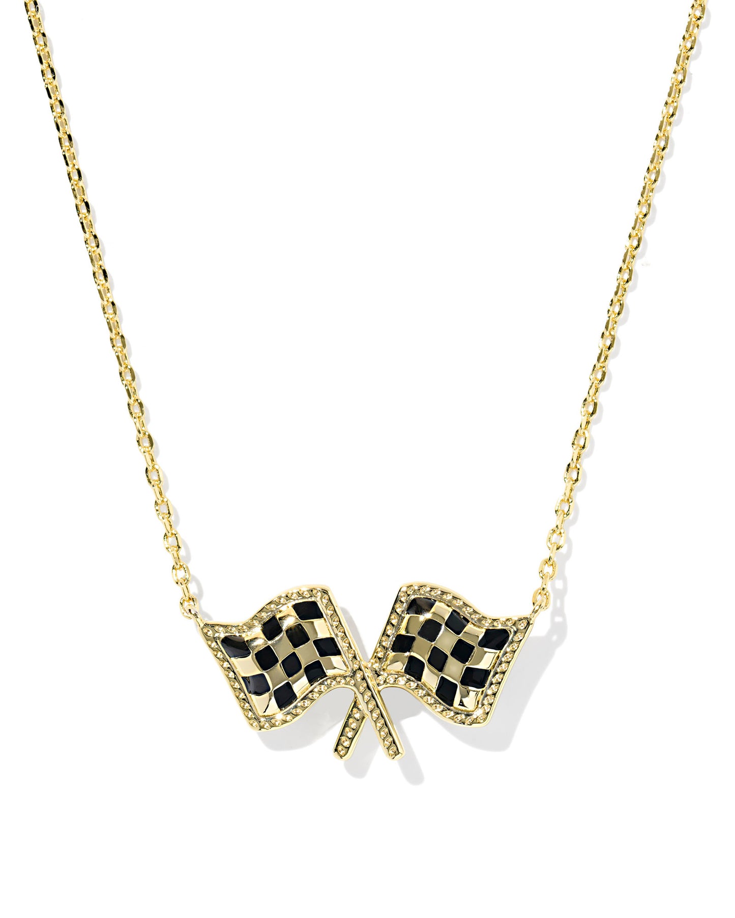 Kendra Scott Checkered Flag Necklace Gold