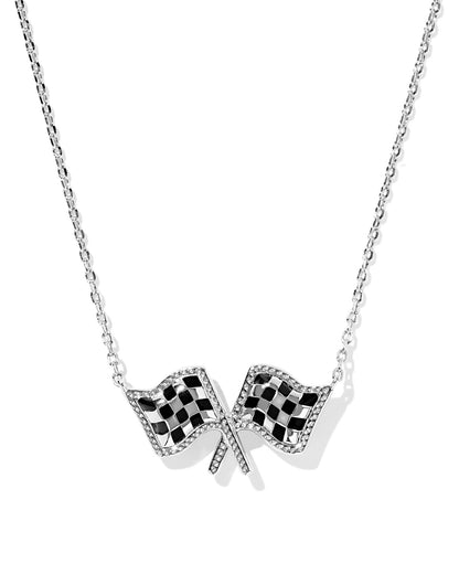 Kendra Scott Checkered Flag Necklace Silver