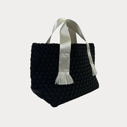 ah dorned Liberty Contrast Handled Woven Neoprene Tote - Black and Cream