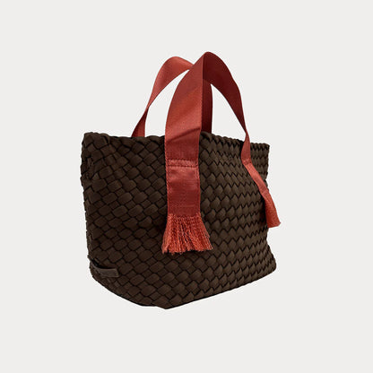 ah dorned Liberty Contrast Handled Woven Neoprene Tote - Chocolate