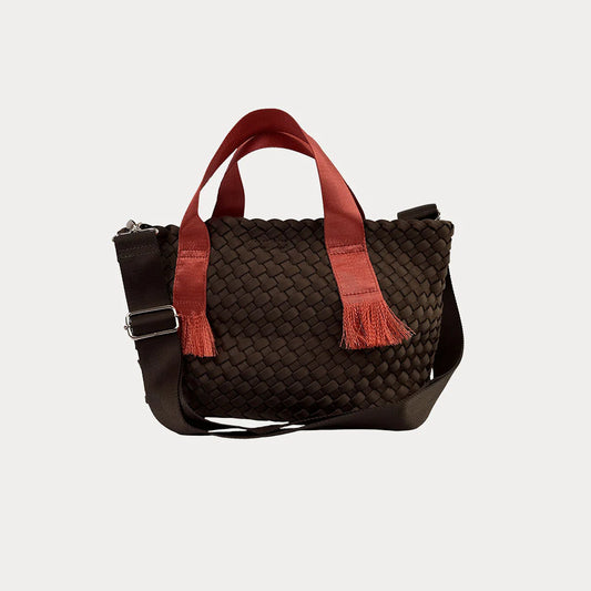 ah dorned Liberty Contrast Handled Woven Neoprene Tote - Chocolate