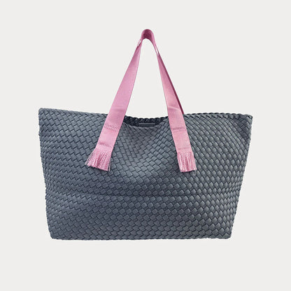 ah dorned Linden Contrast Handled Woven Neoprene Tote - Grey