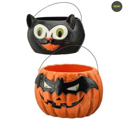 Halloween Buckets Pumpkin or Cat