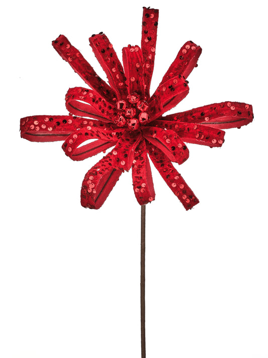 RED SEQUIN LOOP FLOWER STEM