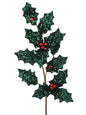 RED/GREEN METALLIC SEQUIN HOLLY SPRAY