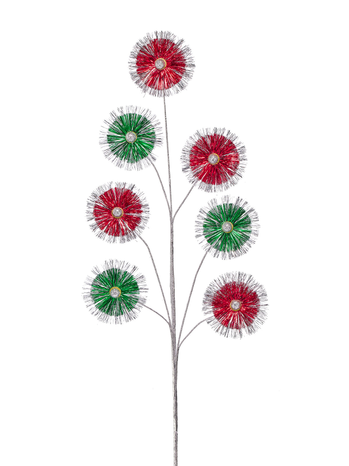 33" TINSEL W/BALL MEDALLION SPRAY X7