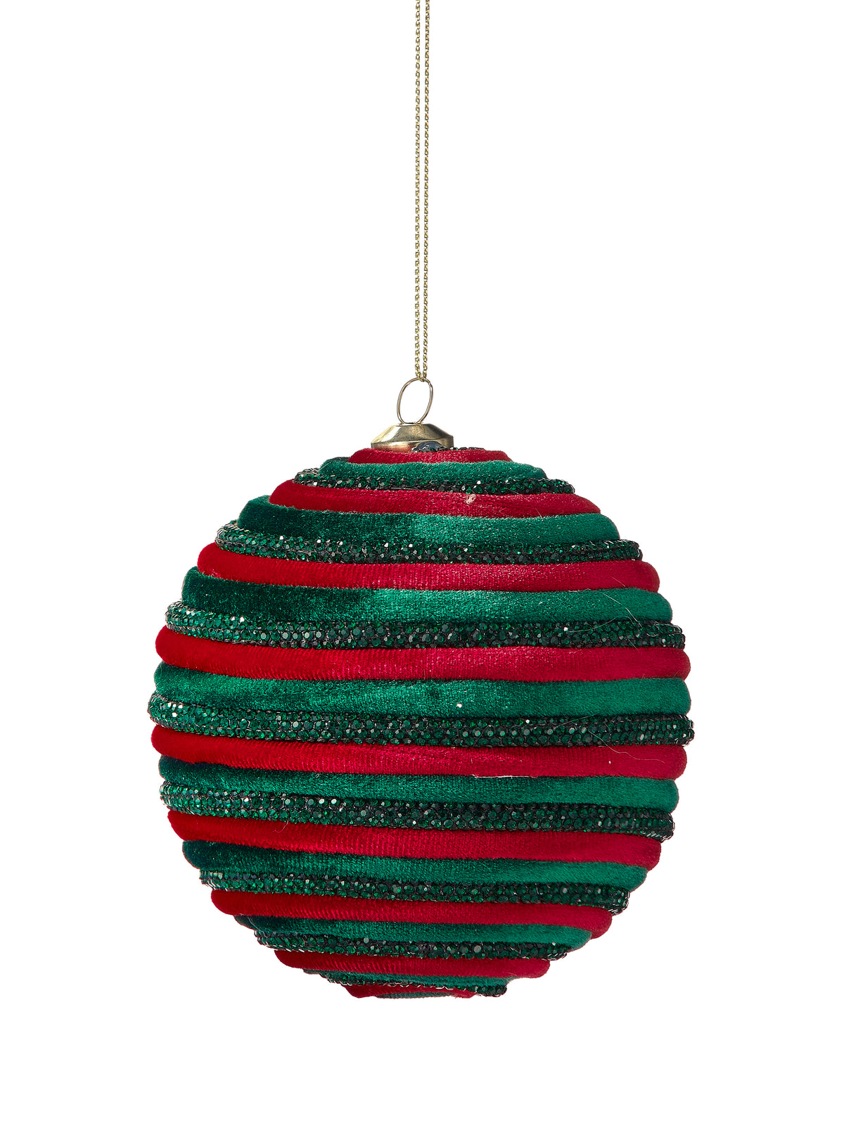 4" Velvet Jewel Braided Ball Ornament