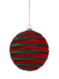 4" Velvet Jewel Braided Ball Ornament Red